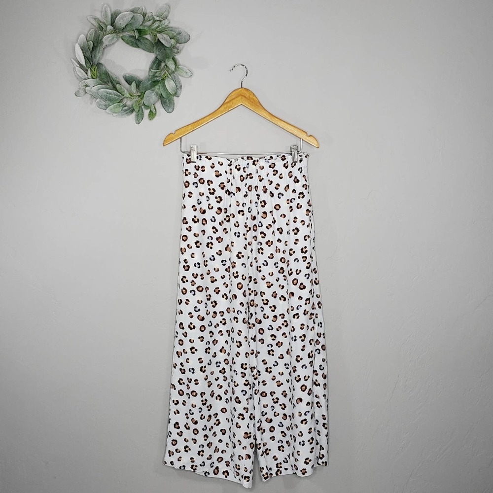 Ann Taylor Animal Print Wide Leg High Rise Pants